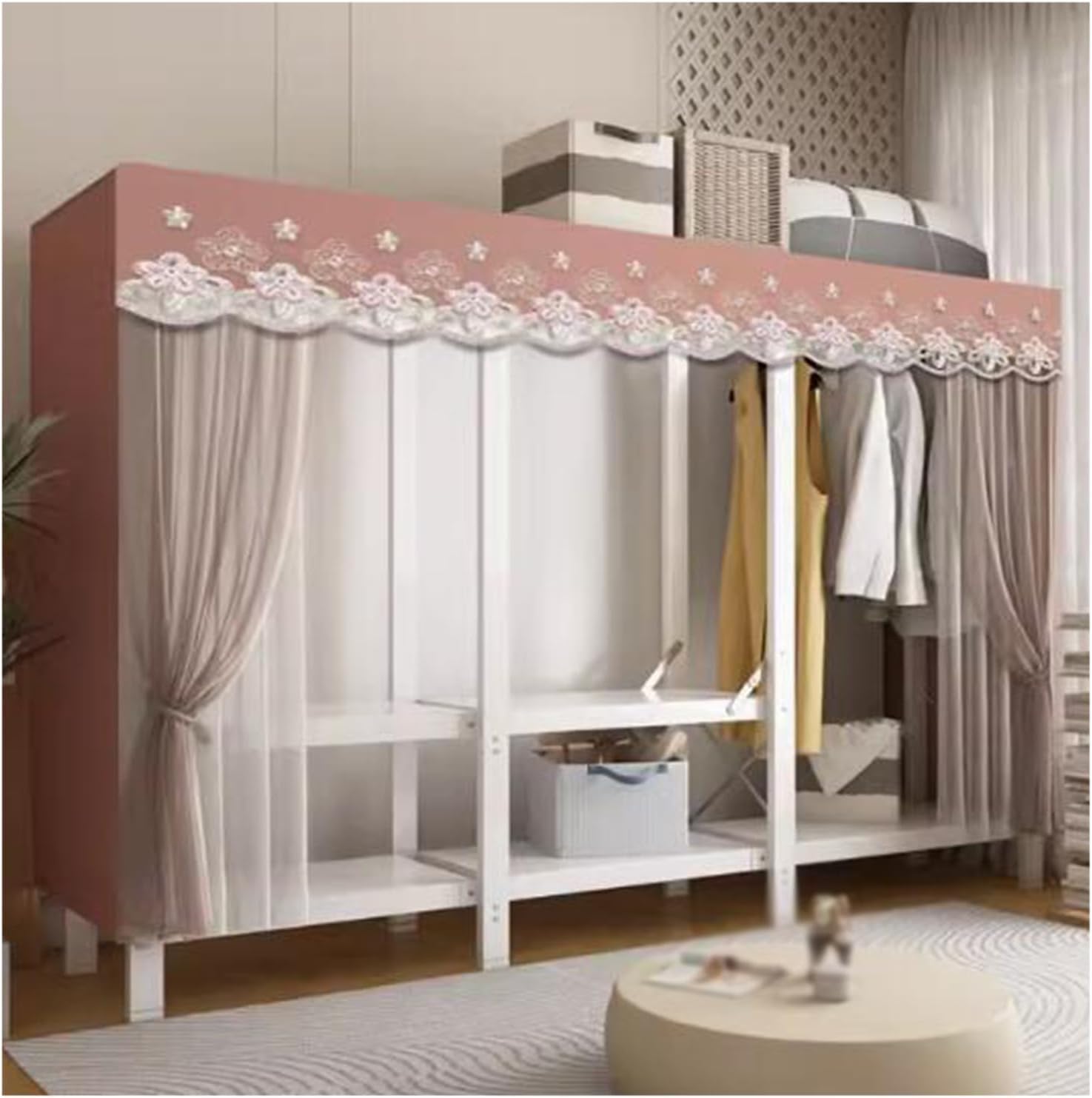 BKEKM Closets Vertical Wardrobe Closet Clothes Closet Easy Assembly Garment Rack Home Hanging Rod Storage Closet for Bedroom and Dormitory Spacious