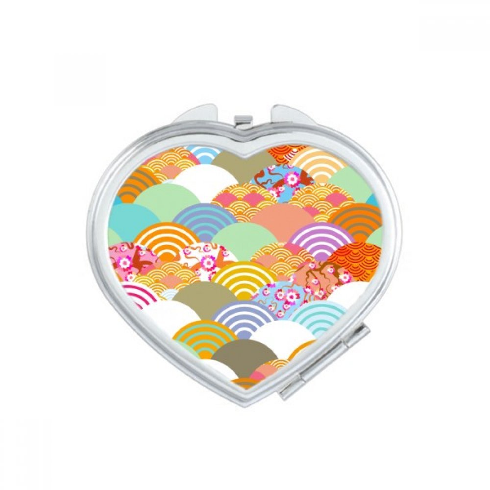 Miroir de poche mignon petit cadeau géométrie bleu motif waves japon