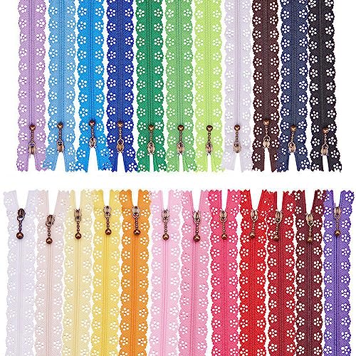 BENECREAT 48 PCS 40cm Cremallera de Nylon Cremallera de Enjaje para Manualidad Costura Fabricación de Artesanía 24 Colores