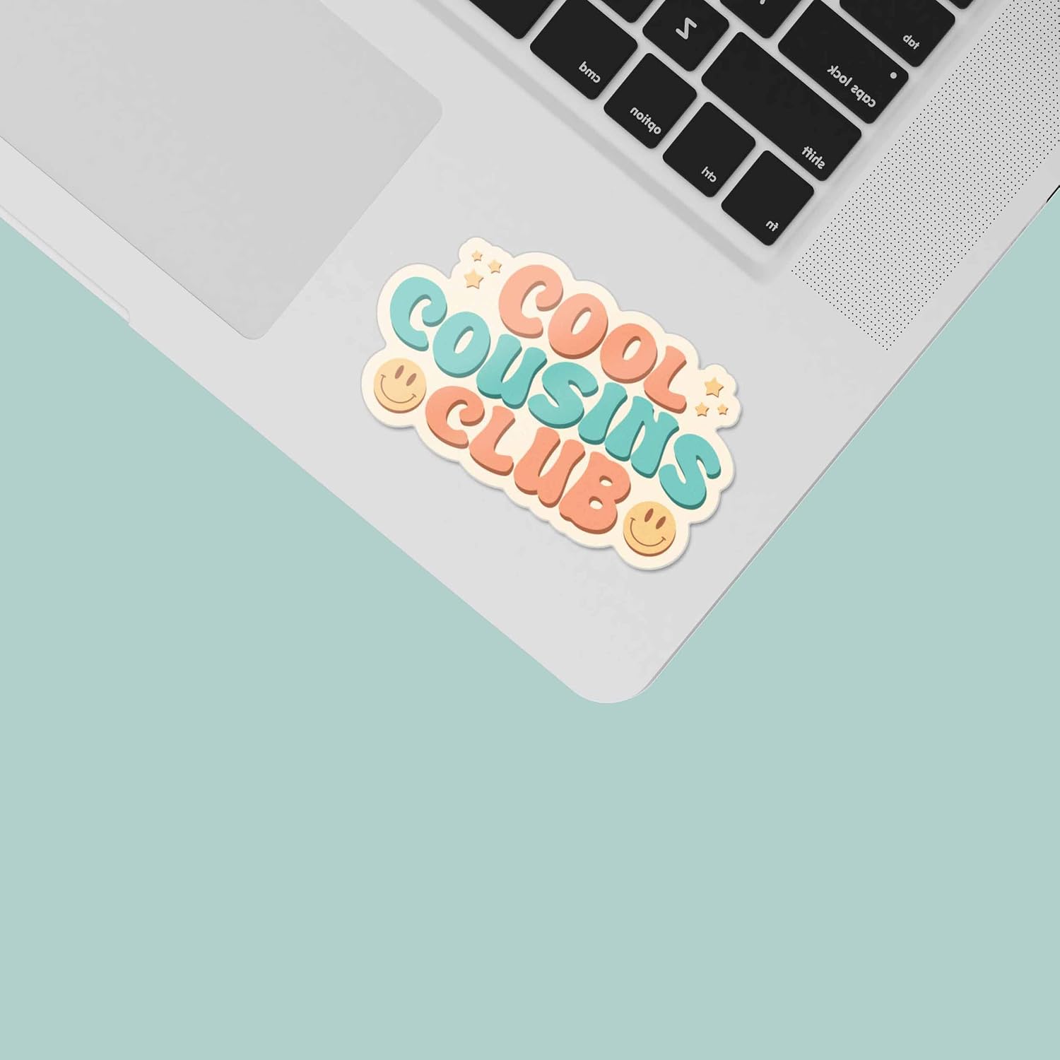 Cool Cousins Club Sticker for Hydroflask Water Bottle - Cute Family Quote Laptop Decal with Retro Smiley Face - Baby Announcement Idea for Niece or Nephew image 4