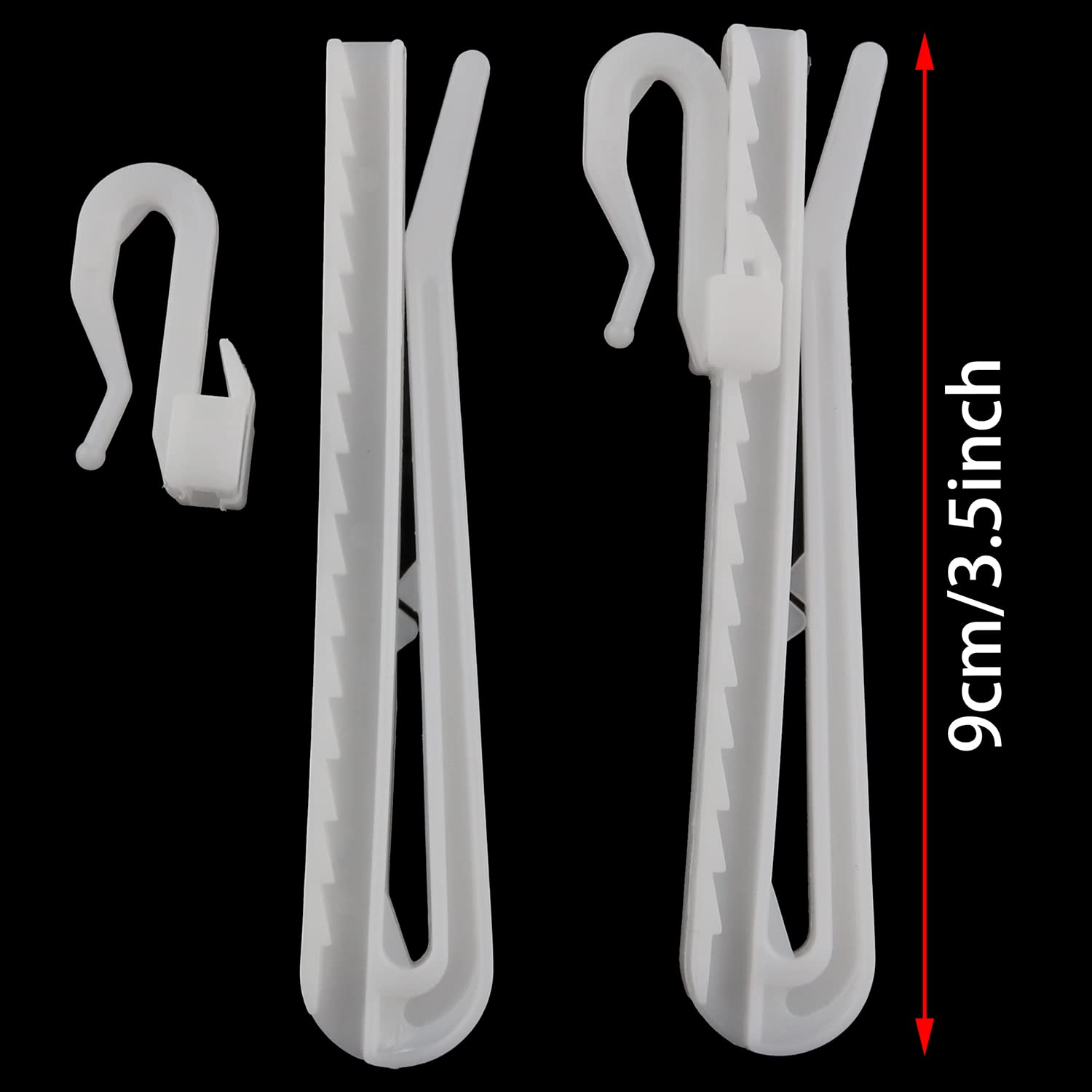 ZZLZX 20 ganci regolabili in plastica da 9 cm, con sistema a cricchetto, per tende e tende da doccia