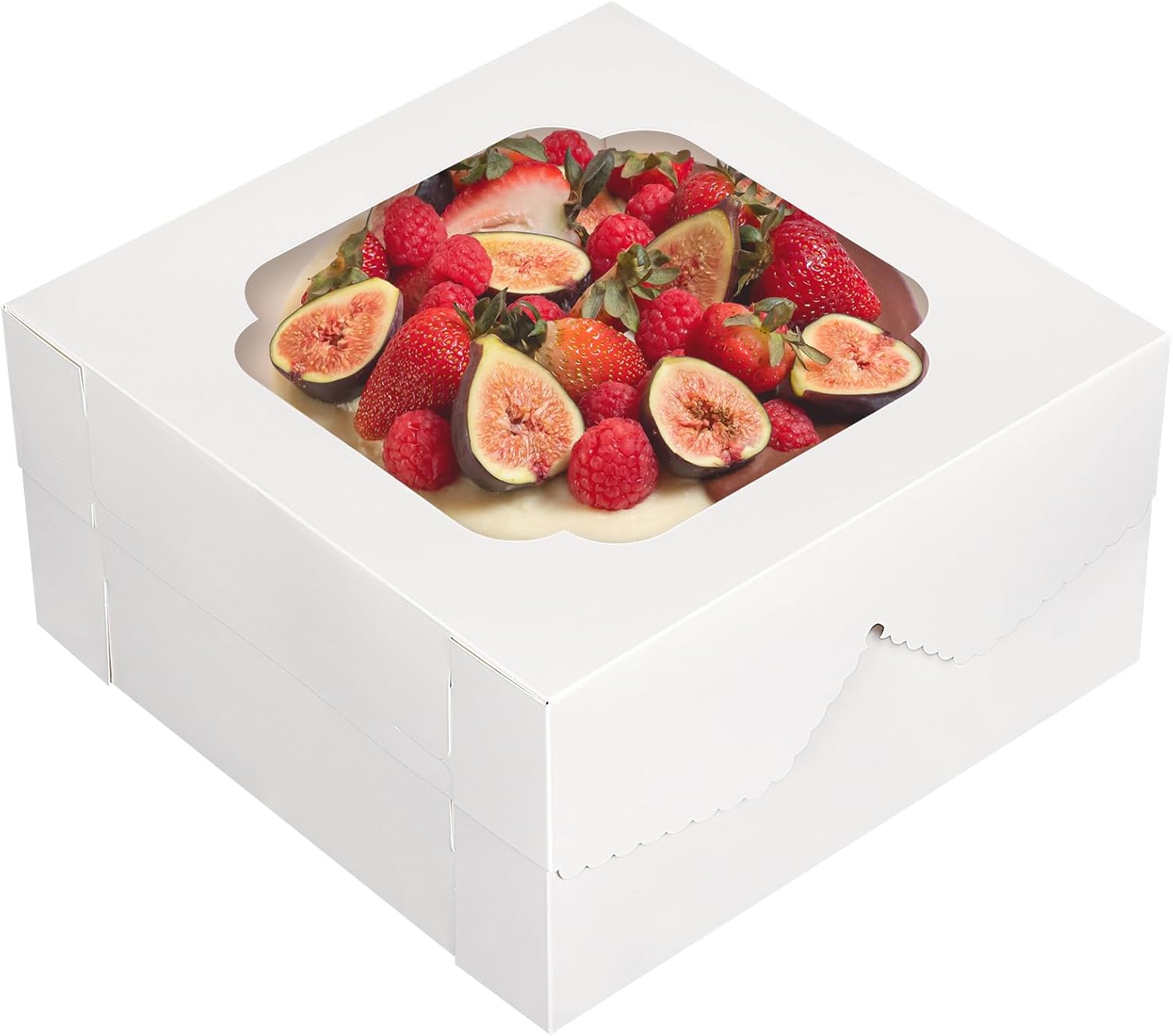 Tomnk 20pcs Cake Boxes 12x12x6 Inches White Paper Bakery Boxes with Window Disposable Cake Caddy Carrier Container for Pie Pastries Cookies Cakes