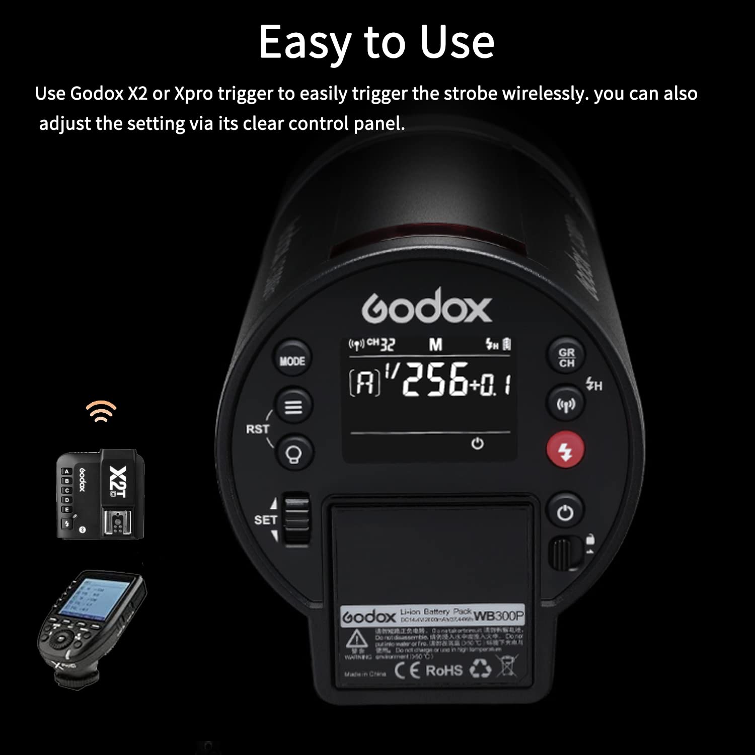 Godox AD300Pro Pocket Flash TTL 300Ws HSS 1/8000s 2.4G inalámbrico X Sistema con lámpara de Modelado Bicolor Batería de Litio 2600mAh para Cámaras Nikon/Sony/Canon/Olympus/Panasonic/Fujifilm
