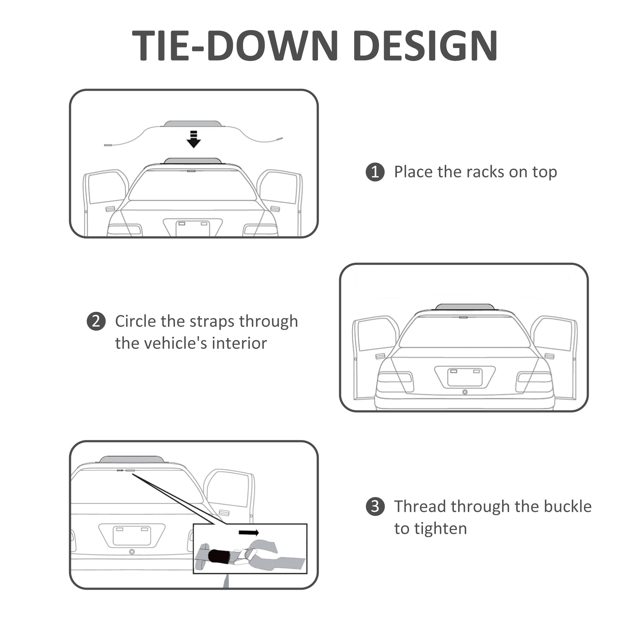 HOMCOM Barras de Transversales de Techo de Coche Baca para Coche Universal de 2 Piezas con Correas de Sujeción Cerradura Antirrobo y Llave Carga 75 kg 85x10x8 cm Negro