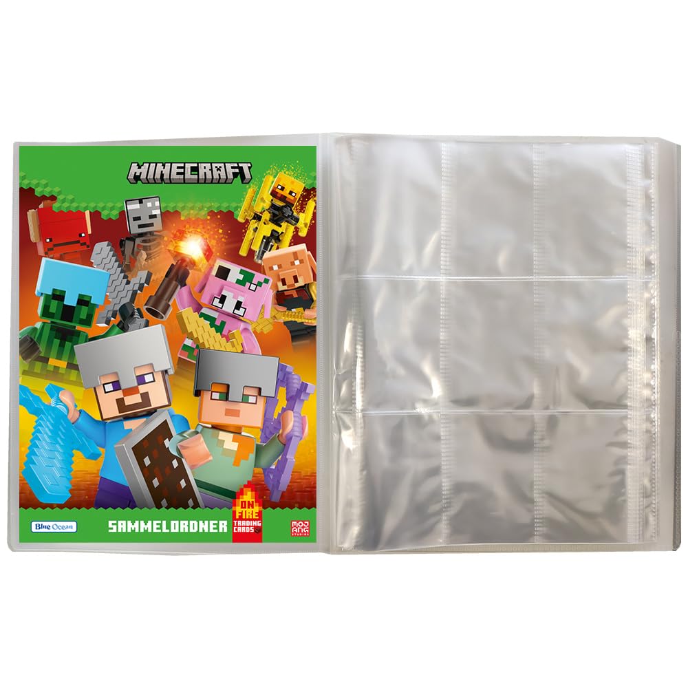 Bundle mit Minecraft Serie 3 Trading Cards - 1 Leere Sammelmappe + 20 Booster + Exklusive Collect-it Hüllen