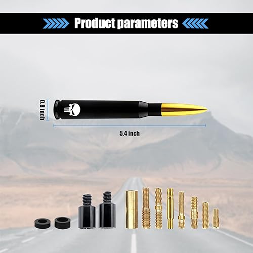 Miniatura 2 de 1 antena de bala de 5.4 pulgadas, antena de reequipamiento de automóvil para Ford F150, Jeep Wrangler Chevrolet, accesorios resistentes a prueba de