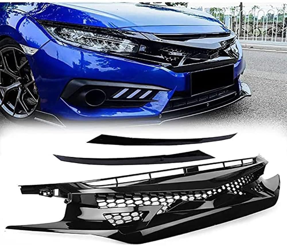 Grille Calandre Avant pour Civic 10th 2016-2018 Pare-Chocs Noir