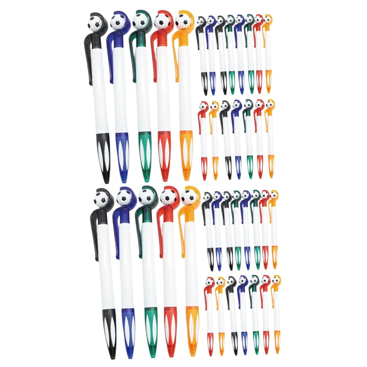 Housoutil 40 Pezzi Penne Retrattili con Design Calcio Colori Misti Blu Nero Arancione Cancelleria per Studenti e Ufficio Scrittura e Clip Portatile Regalo Gadget per Feste Calcio e Scuola