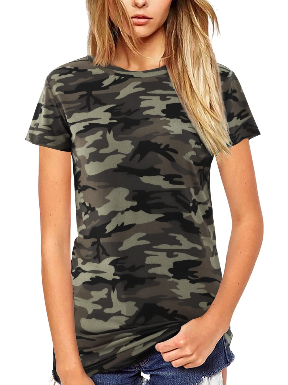 Beluring Women Shirt Short Sleeve Crew Neck Summer Soft Long TshirtsTee Tops Blouse