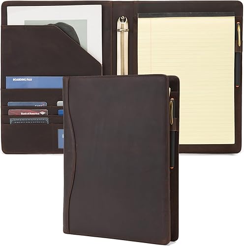 Geslun Cartera de cuero genuino con carpeta de 3 anillas, soporte para bloc de notas A4, soporte para bolĂgrafo, soporte de cuero profesional, Geslun Cartera de cuero genuino con carpeta de 3 anillas, soporte para bloc de notas A4, soporte para bolĂgrafo, soporte de cuero profesional,