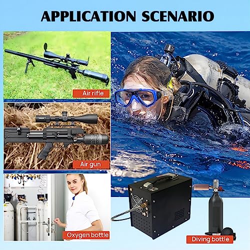 Image of PCP Air Compressor 4500Psi /30Mpa Water /Oil Free Air Pump Rifle /Pistol Paintball Cans Powered 12V DC /110V AC For Home Use With Power Converter And Oil-moisture Filter Easy Carry
