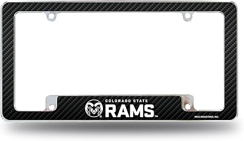 Miniatura 152 de Rico Industries NCAA Carbon Fiber 12" x 6" Chrome All Over Automotive License Plate Frame for Car/Truck/SUV