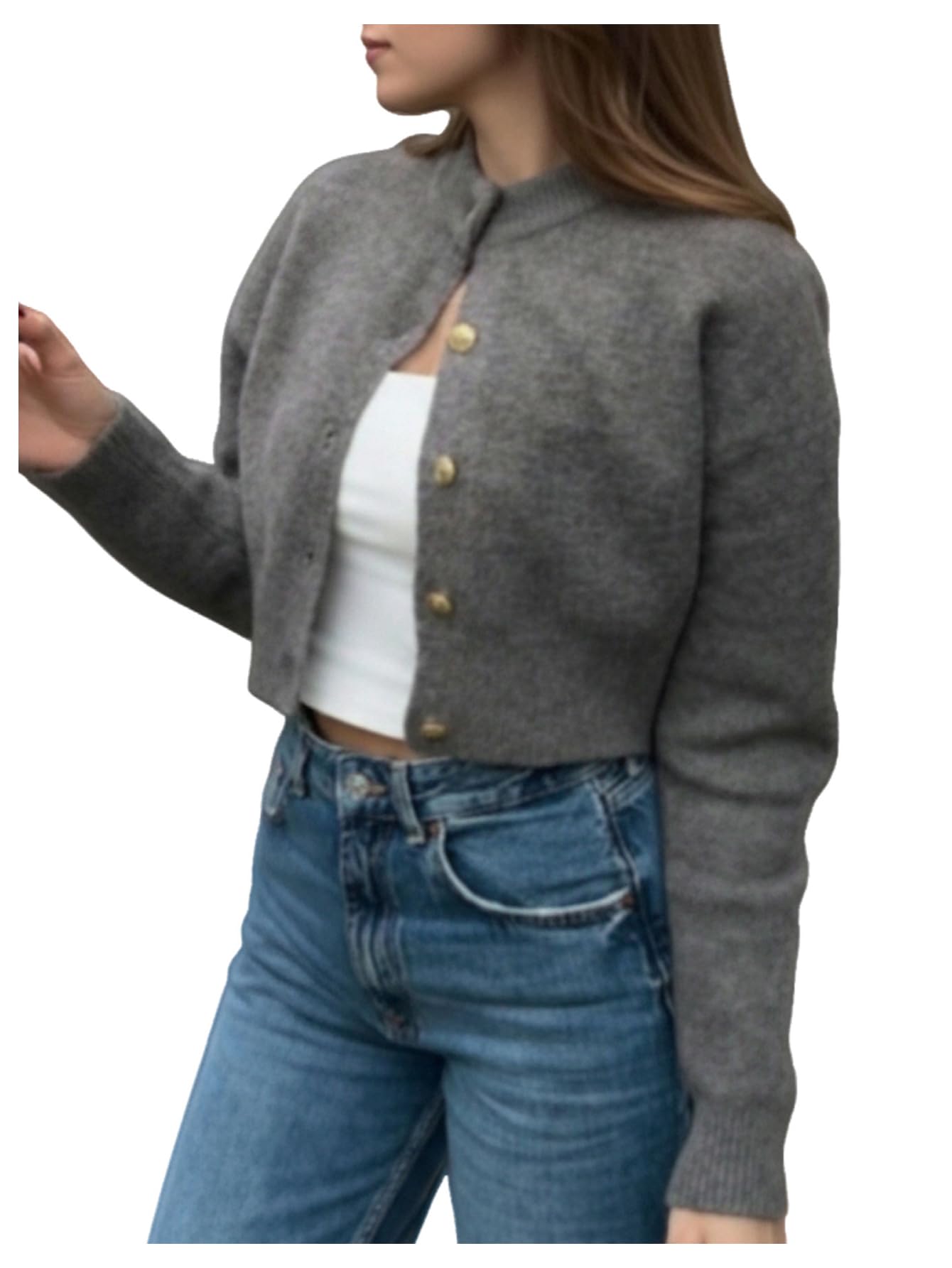 Verdusa Womens Cropped Cardigans Button Up Cozy Sweaters Elegant Old Money Clothes
