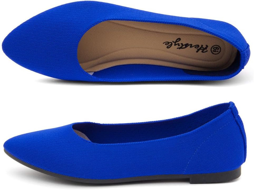 Herstyle Women’s Pointed Toe Flats – Knit Ballet Flats, Slip-On Dressy Casual Shoes with Memory Foam for Work Office