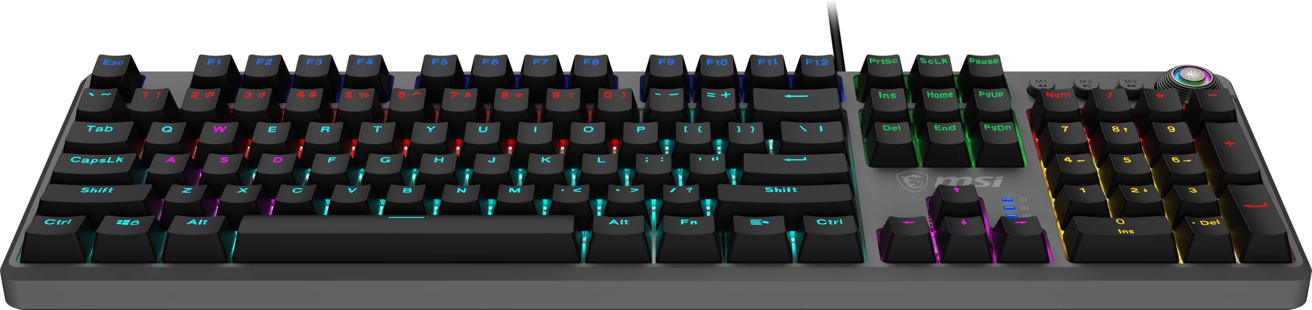 MSI Forge GK310, QWERTZ, DE Layout - RED SWITCHES Mechanische Gaming-Tastatur - Mechanische rote Schalter (linear), ergonomische Tastenkappen, rutschfeste Basis, RGB-LED, USB 2.0 - Standardgröße