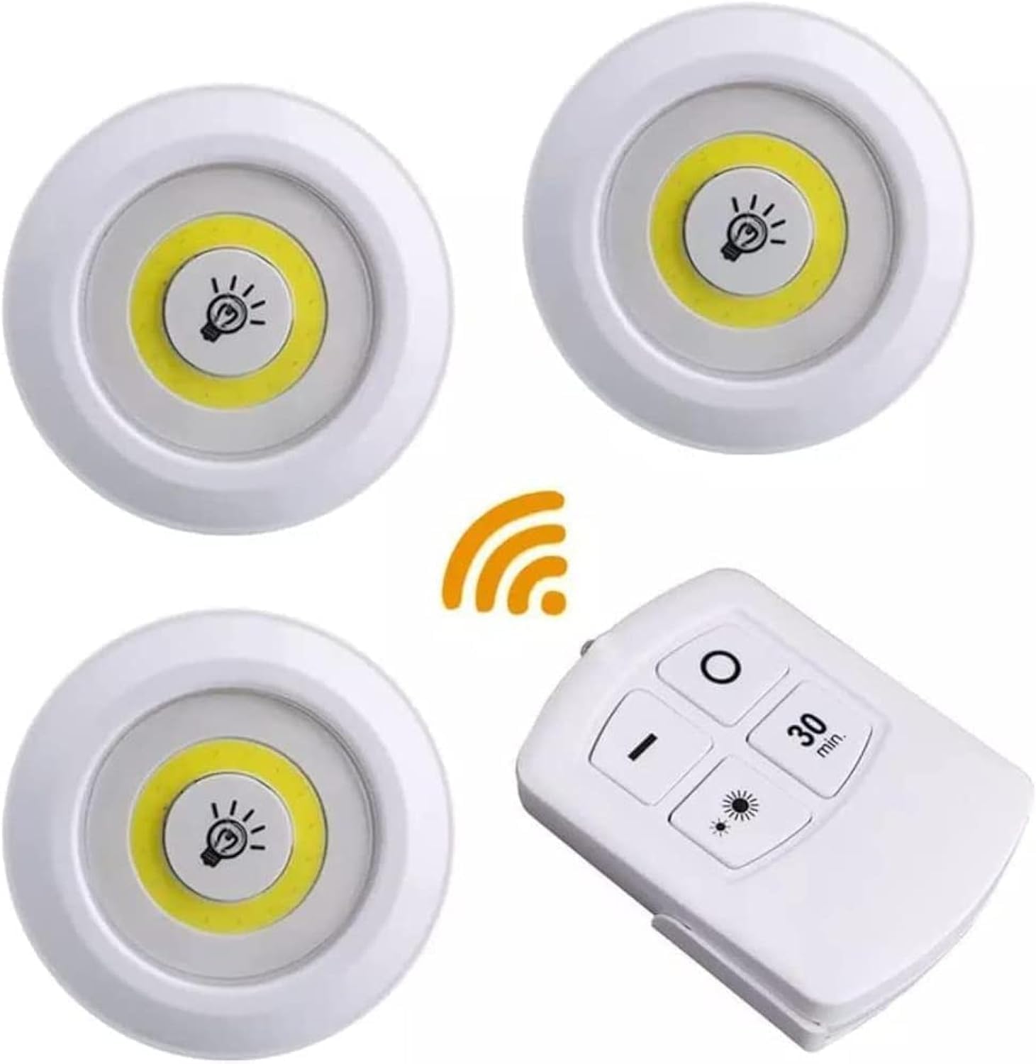 ELTERAZONE3 Pack Wireless Under Cabinet Night Lamp with Remote Control, Brightness Adjustable, Dimmable, Touch Sensor, Battery Powered, LED Lighting for Wall, Cabinet, Kitchen & Home Use
