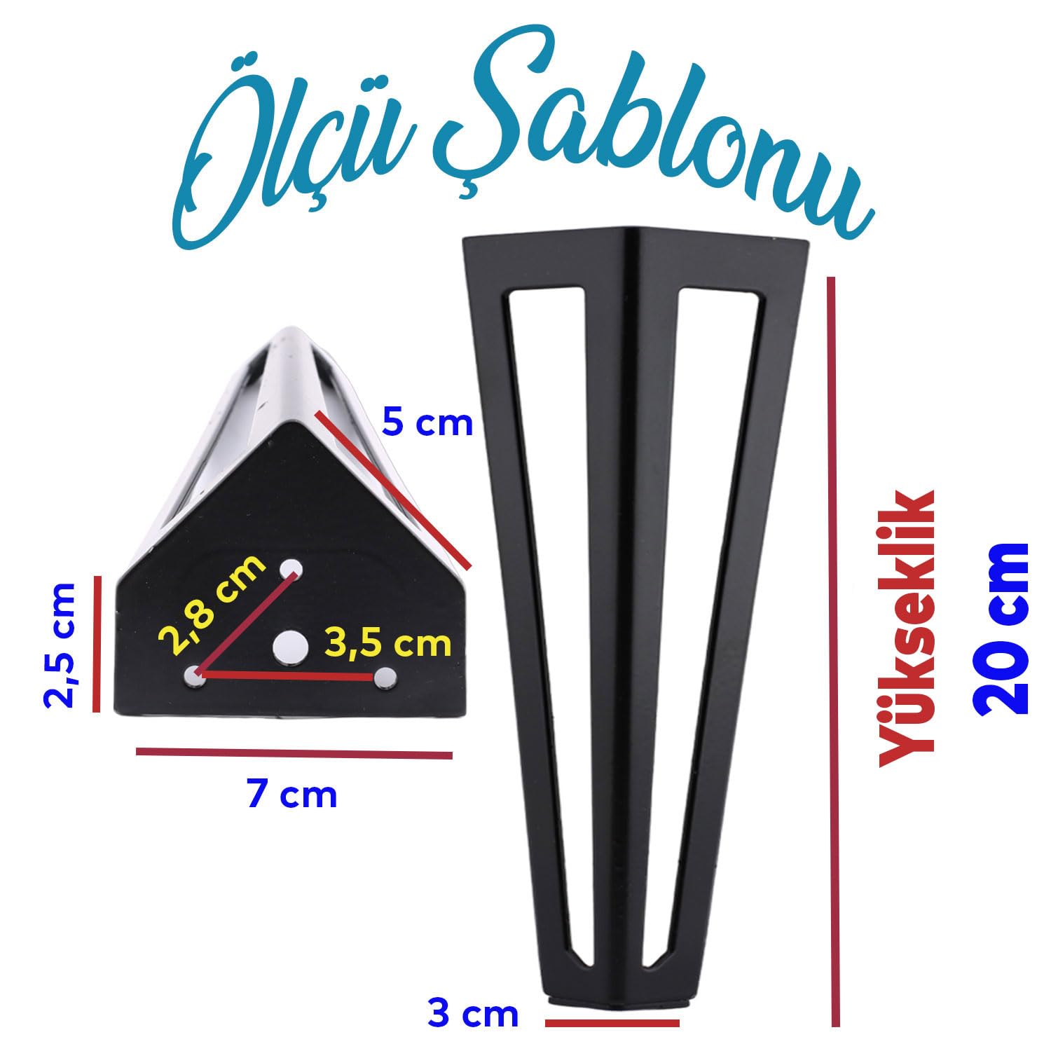 Badem10 Ovit Koltuk Baza Sehpa Masa Ayağı Metal Ayak 20 Cm Siyah