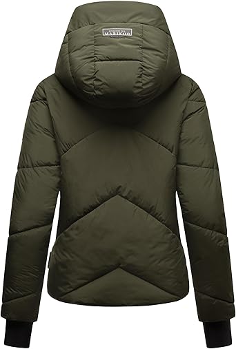 MARIKOO Simaraa XVI XS-XXL Winterjas voor dames, warm gewatteerd met bontkraag en (afneembare) capuchon, powder blue, XXL