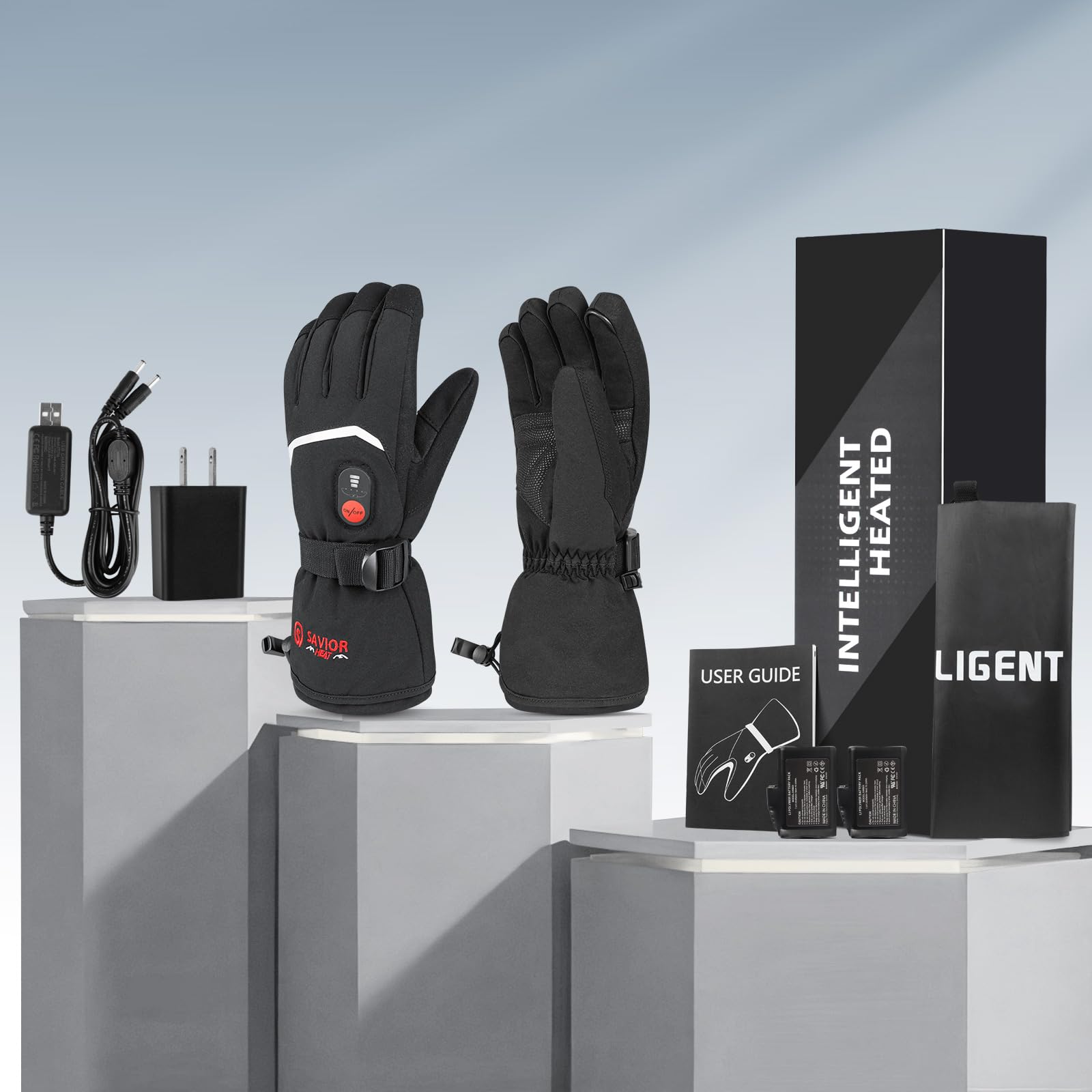 Guantes Calefactables Moto, Guantes Tactiles con Batería 7.4v 2200mah para Hombres y Mujeres Guantes Termicos al Aire Libre Esquí Motociclismo Pesca Senderismo Prevenir Artritis Enfermedad de Raynaud