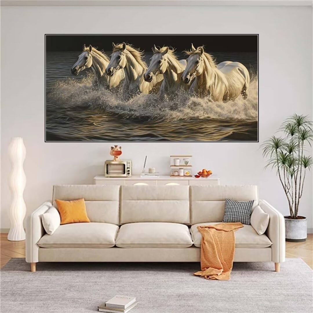 Diamond Painting Bilder Set Erwachsene 5D Malen Nach Zahlen Horse Diamant Painting Bilder Erwachsene Groß Diamonds Crystal Art, Diamond Art Painting DIY Diamant Malerei Set Home Wand Dekor 60x120cm