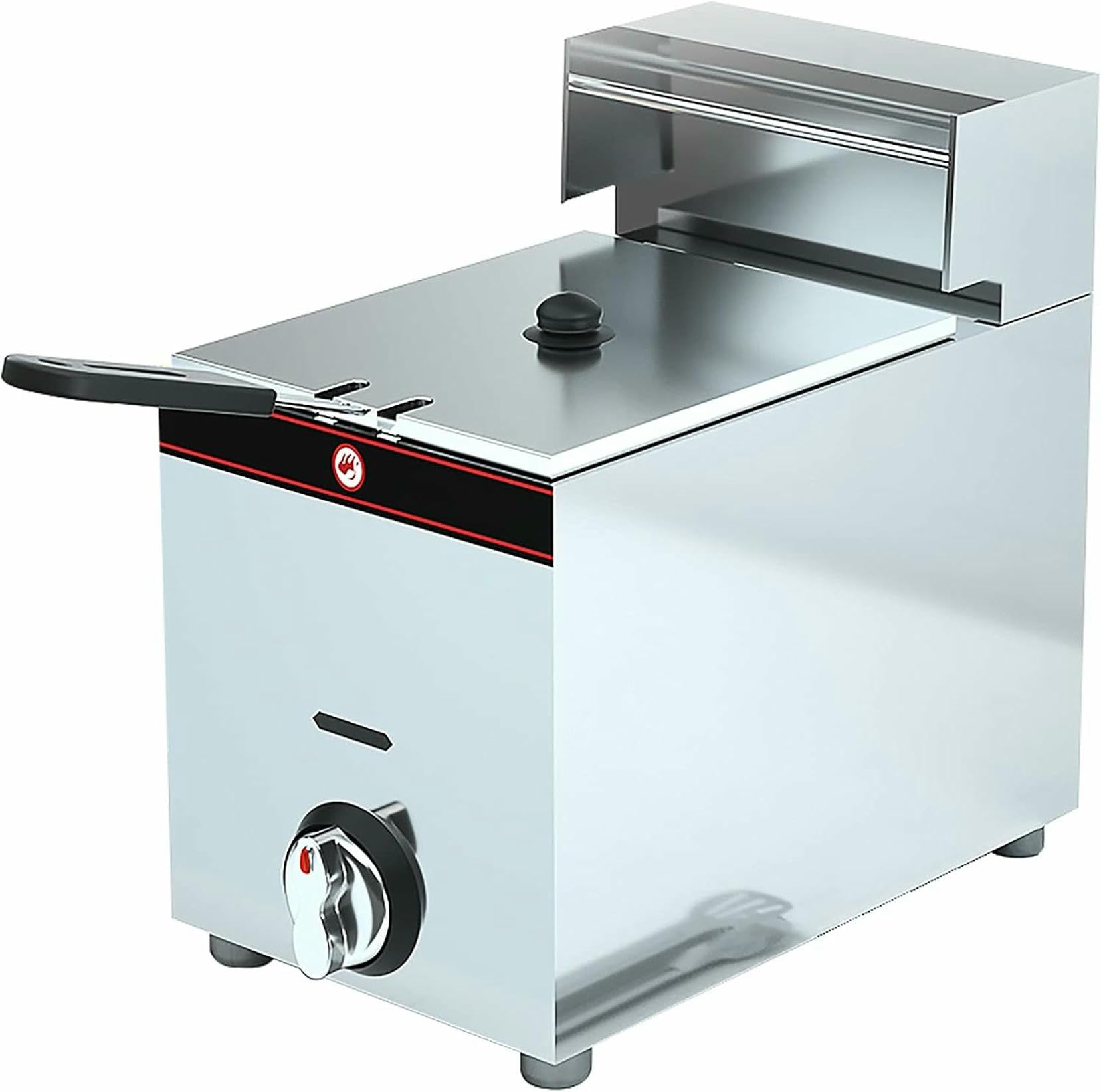 Freidora a Gas de Acero Inoxidable de 10 l/20 l, freidora Comercial de Patatas Fritas y Pollo Frito con Cesta y Tapa para Cocina y Restaurante~/