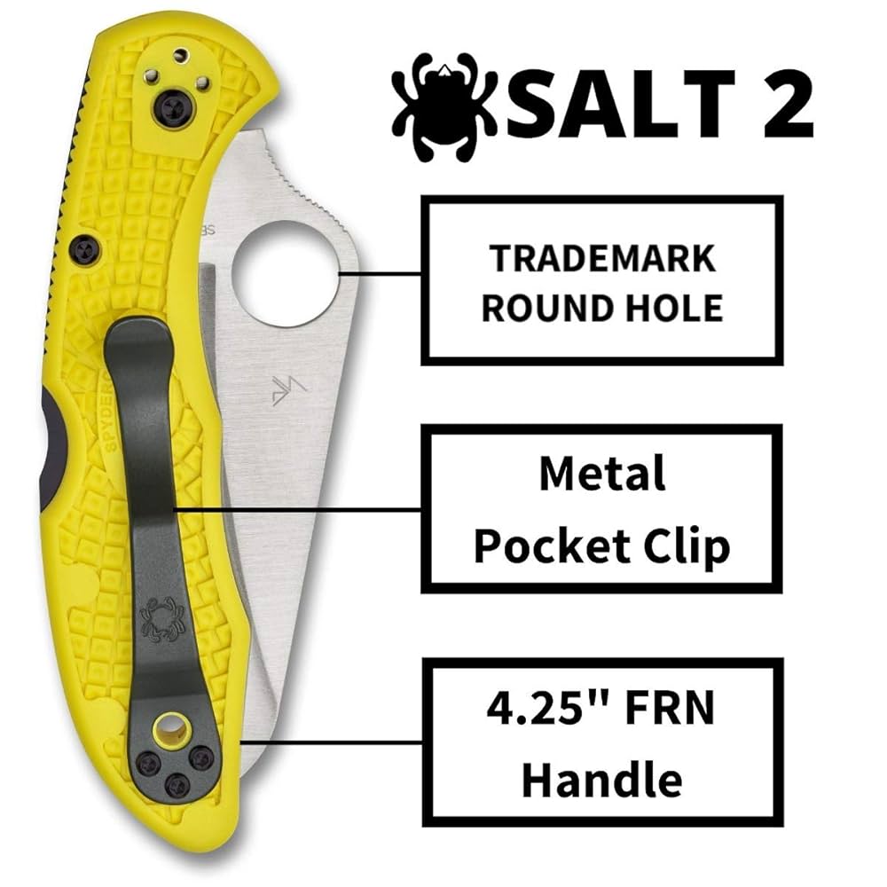 Amazon.com: Spyderco Salt 2 Lightweight Folding Knife with 3
