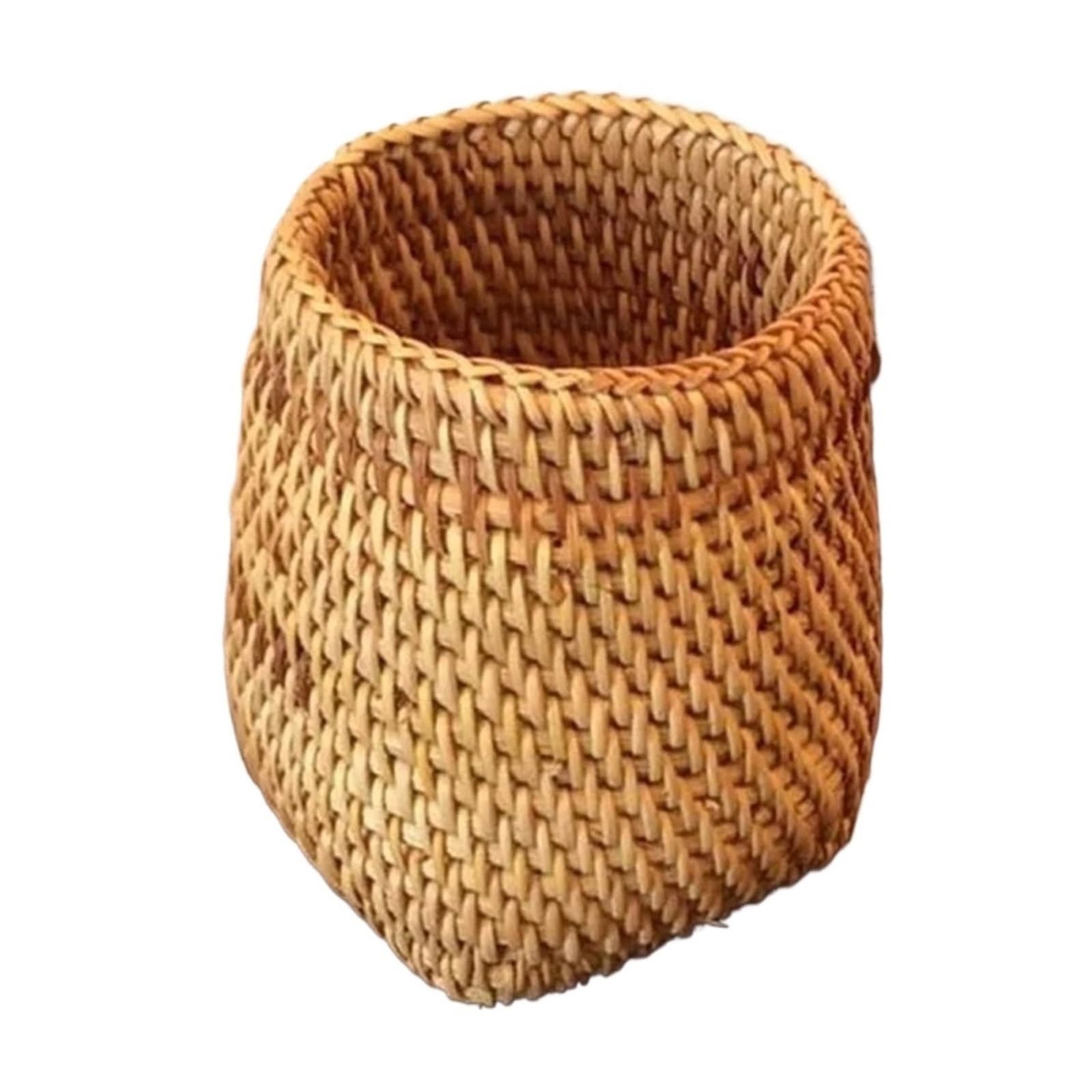 ZNJAMN 1PCS Stationery Storage Wood Vine Rattan Pen Holder Cosmetic Multifunctional Hand Woven Handmade for pens(Size A)