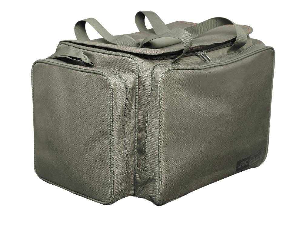 JRC Defender II Carryall torba wędkarska, poliester 500D, zielona, wodoodporna, 50 x 30 x 29 cm, kompaktowa, wyściełany pasek na ramię