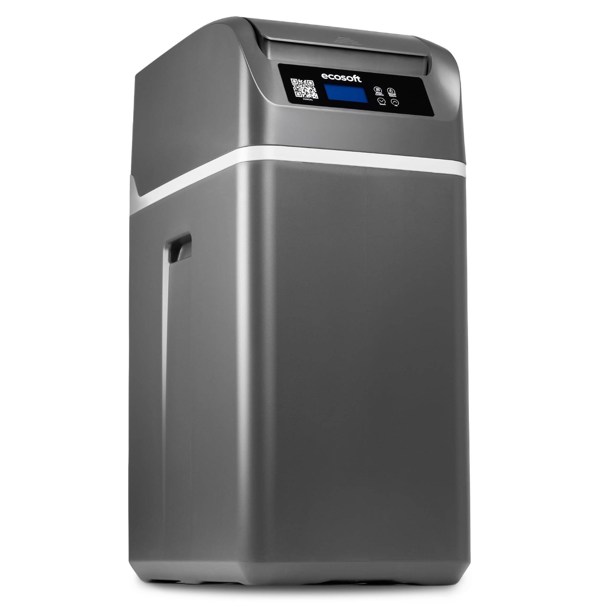 Ecosoft CUBE 150 Descalcificador Compacto para Hogares de hasta 4 Personas | Totalmente Automático, Modo Vacaciones, Aviso para Rellenar la Sal, Conexiones No Incluidas, Pastillas de Sal