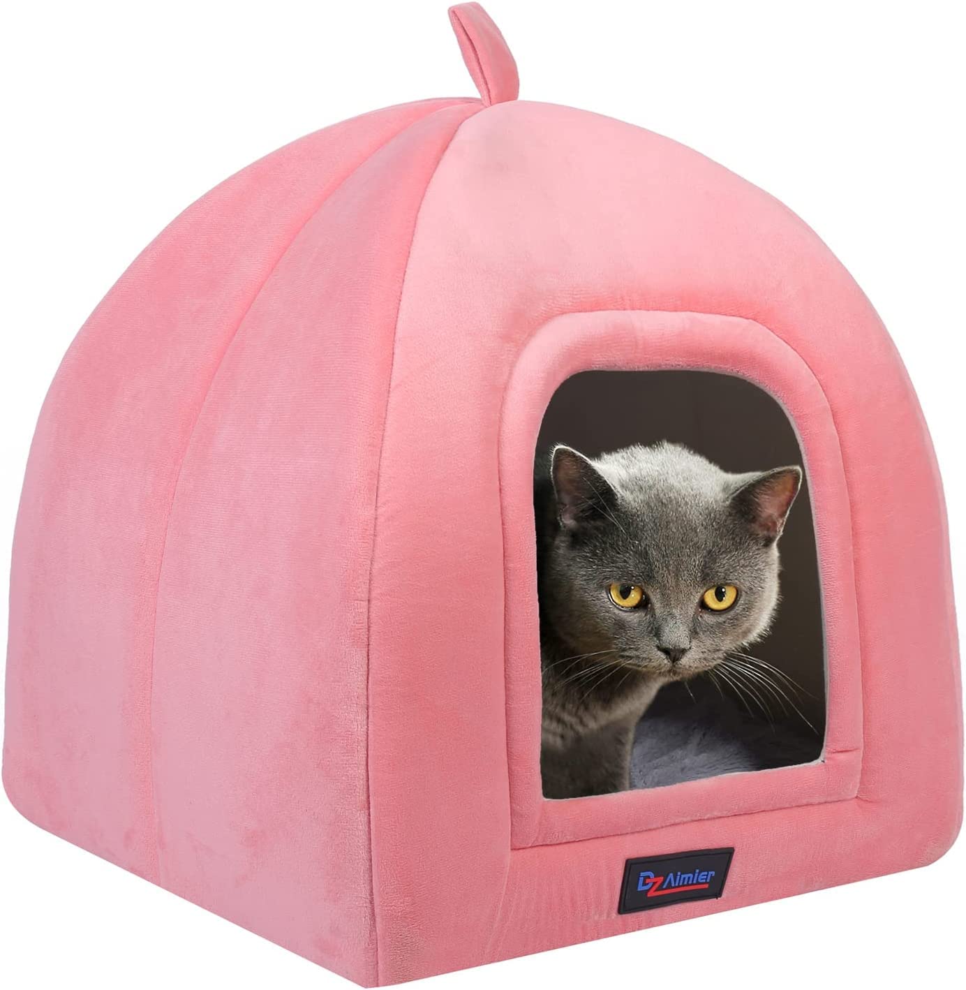 DZ Aimier Cama Gato Cueva, Carpa para Gatos de con Protección contra el Frío,con Cojín Desenfundable y Extraíble,Cama Gato Cómoda Acogedora y Cálida,Camas para Perros Pequeños