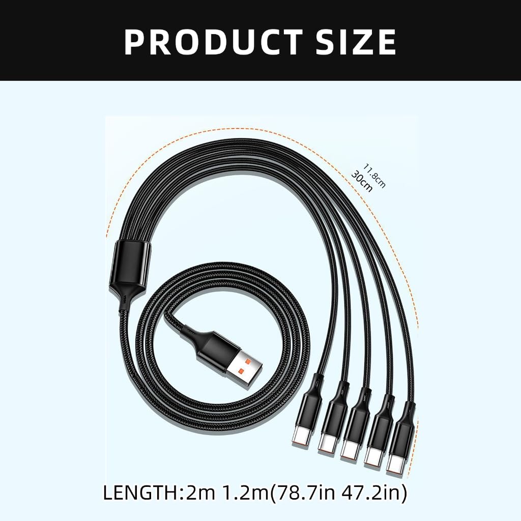Cable USB a USB C/USB para cargar múltiples dispositivos simultáneamente