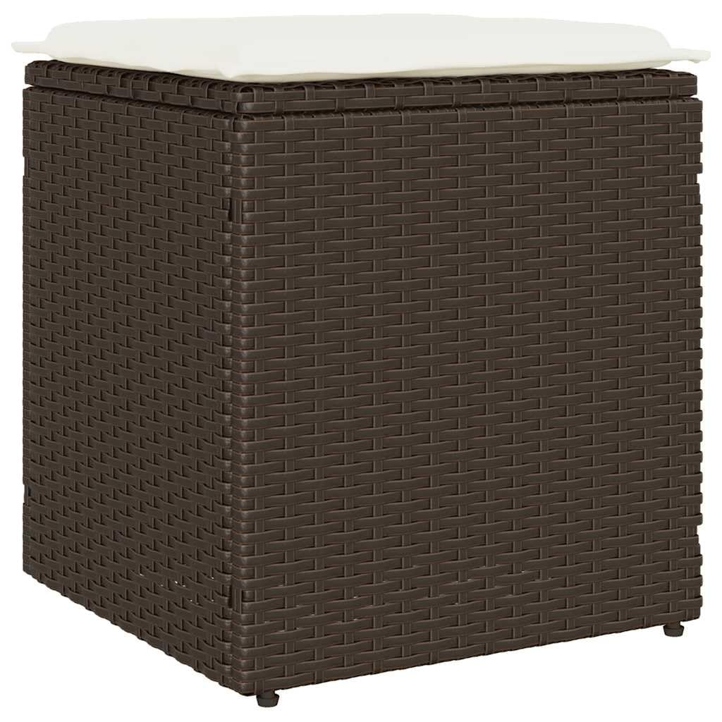 Taboret ogrodowy z poduszką 2 szt. Brązowy 40 x 40 x 43 cm Poly