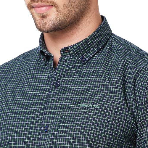 Image of KENNETH COLE New York Mens Slim Fit Cotton Spread Collar Long Sleeve Patch Pocket at Chest Casual Shirt