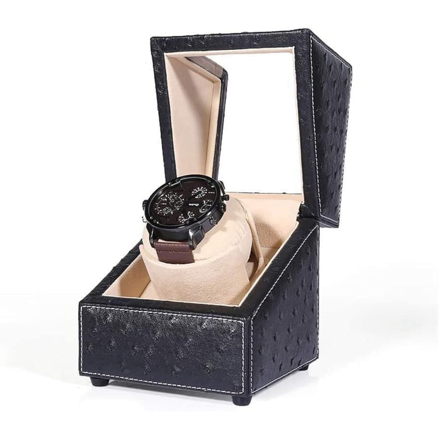 CGCSYZ Single Watch Winder for Automatic Watches, 5 Modes, Wooden Storage Case with Piano Black Gloss Finish, Deluxe Silent Motor