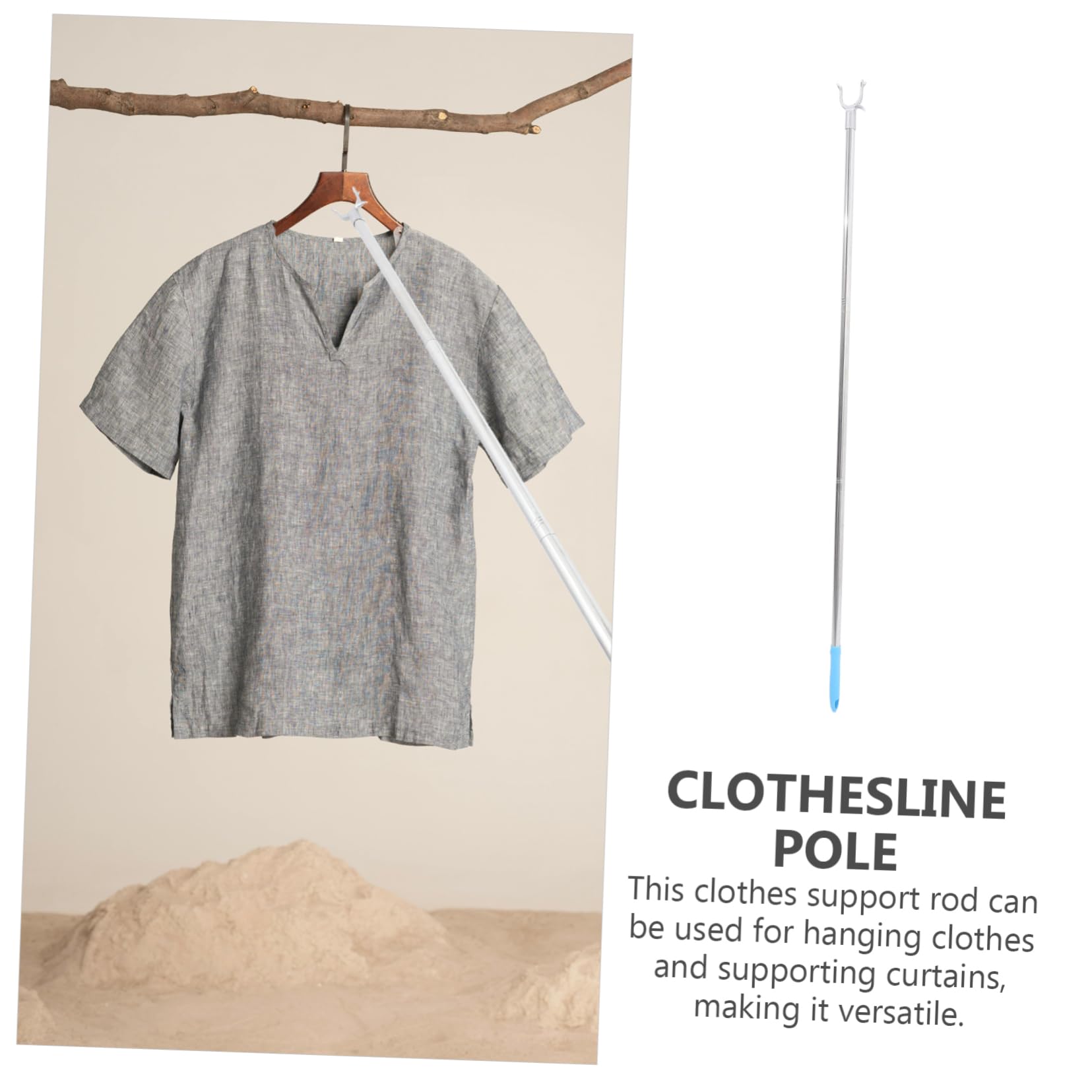 PRETYZOOM Balcony Clothes Pole Shaped Hook Garment Reach Rod for Easy Hanging and Drying Versatile Clothesline for Home Use