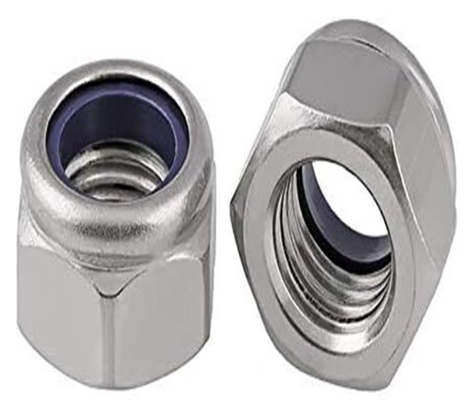 100 tuercas de seguridad hexagonales Nylock con rosca izquierda, M6 a M12, acero inoxidable 304, inserto de nailon autoblocante, tuercas hexagonales de rosca inversa for uso industrial(M12)