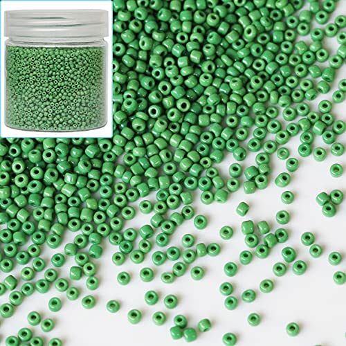 Bala&Fillic 12/0 Glass Seed Beads About 10000pcs in Box Size 2mm Opaque Green Seed Beads for Jewelry Making (Green)