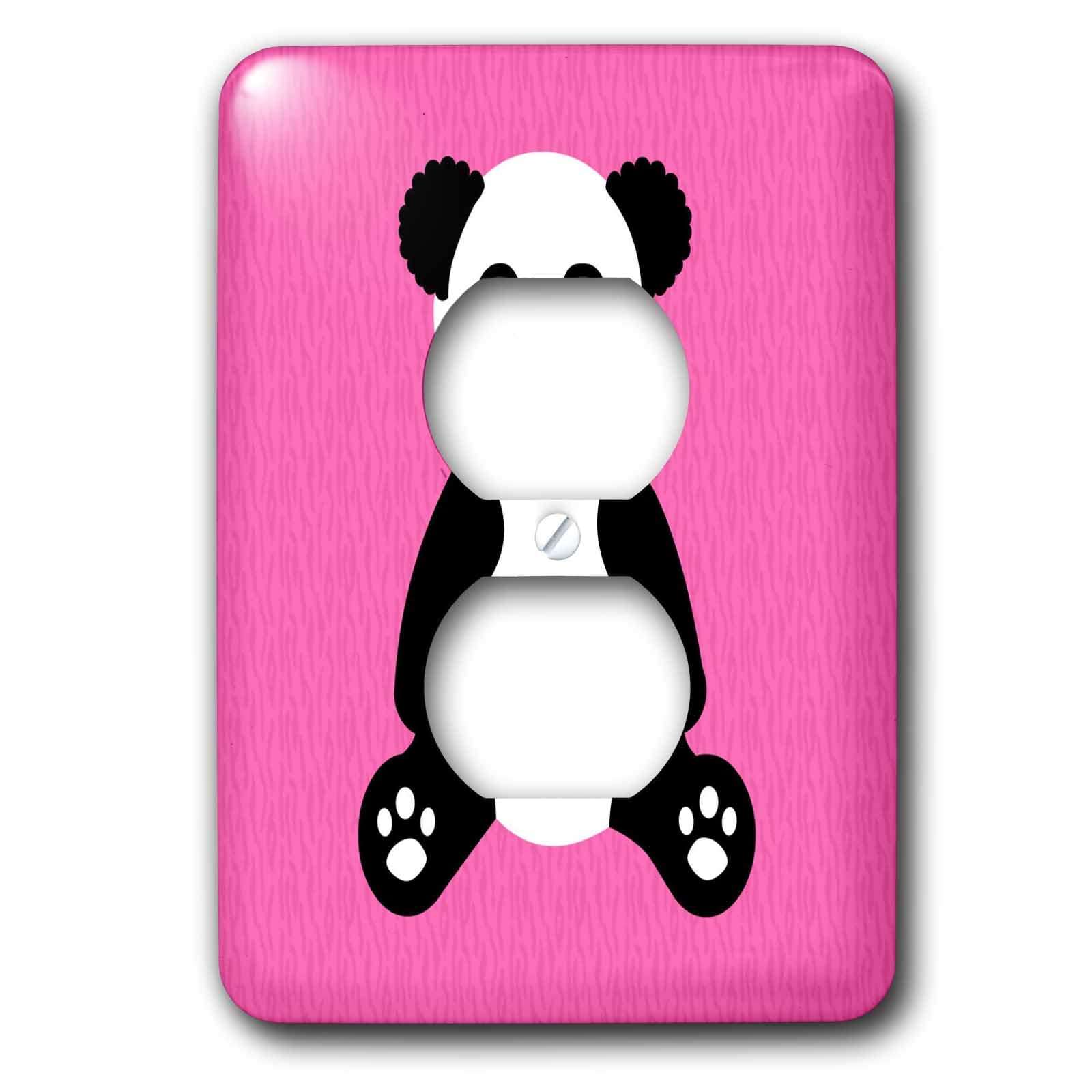 Panda kawaii plaque interrupteur rose pour décoration murale