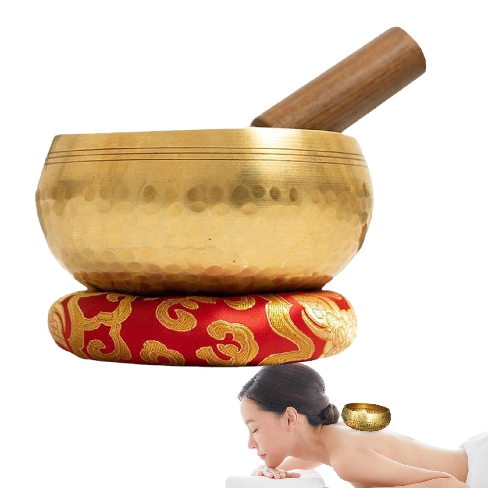 Klangschale Meditationsset | Handgefertigte tibetische Schale für Yoga | Erleben Sie tiefe Entspannung und Balance Gehirnwellen für Achtsamkeitspraxen