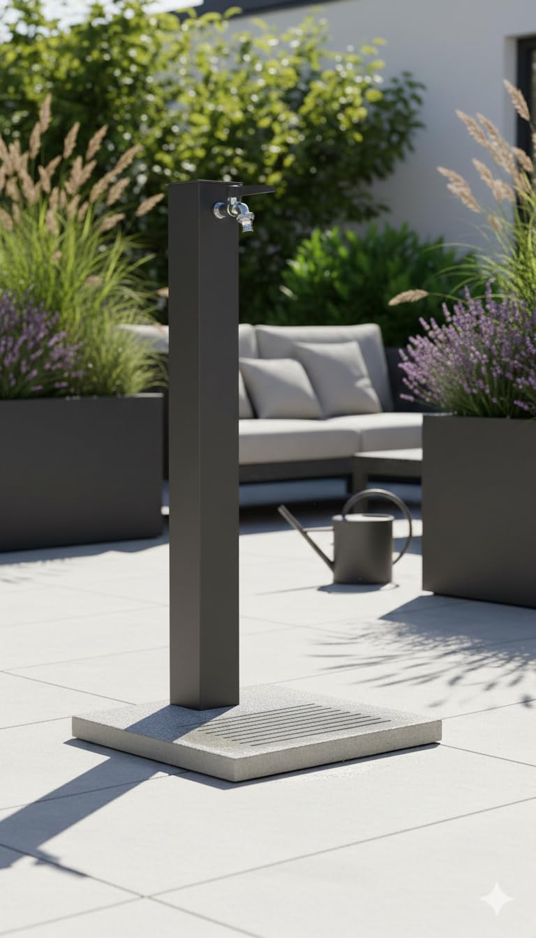 belfer Fontaine de jardin avec robinet et base en béton 42/QBM Anthracite