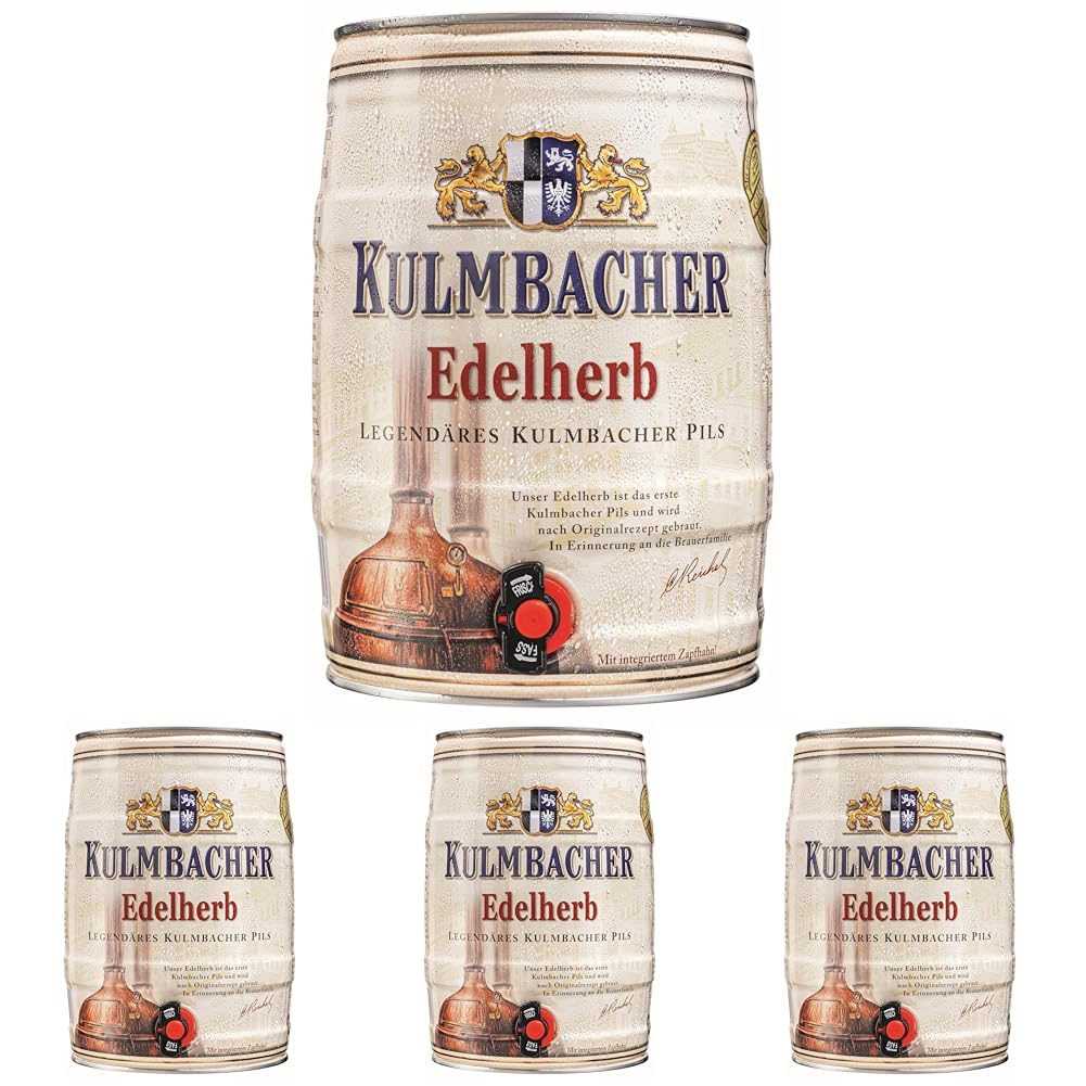 Kulmbacher Edelherb Pils 5,0 l Partydose mit Zapfhahn PFANDFREI (1 x 5,0 l) (Packung mit 4)
