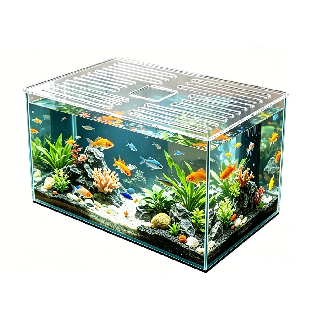 GZHERVICES Copertura Fuga per Acquario (con Fori di Ventilazione), Confezione da 1, Copertura Superiore per Acquario, Coperchio per Acquario, Materiale Trasparente(60x30cm)
