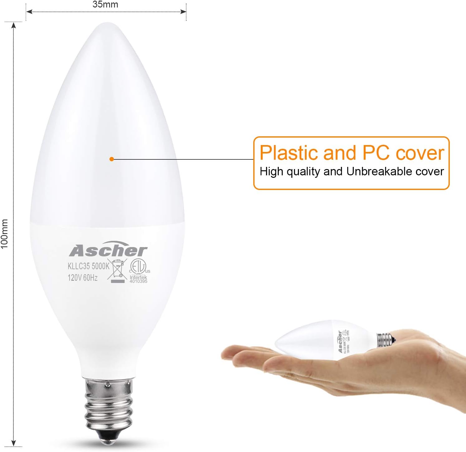 Best Cyber Deals 🔥 Ascher E12 LED Candelabra Light Bulbs, Equivalent 60W, 550 Lumens, Daylight White 5000K, Candelabra Base, Non-dimmable, Chandelier Bulb, Pack of 10 Exclusive Ascher E12 LED Candelabra Light Bulbs, Equivalent 60W, 550 Lumens, Daylight White 5000K, Candelabra Base, Non-dimmable, Chandelier Bulb, Pack of 10