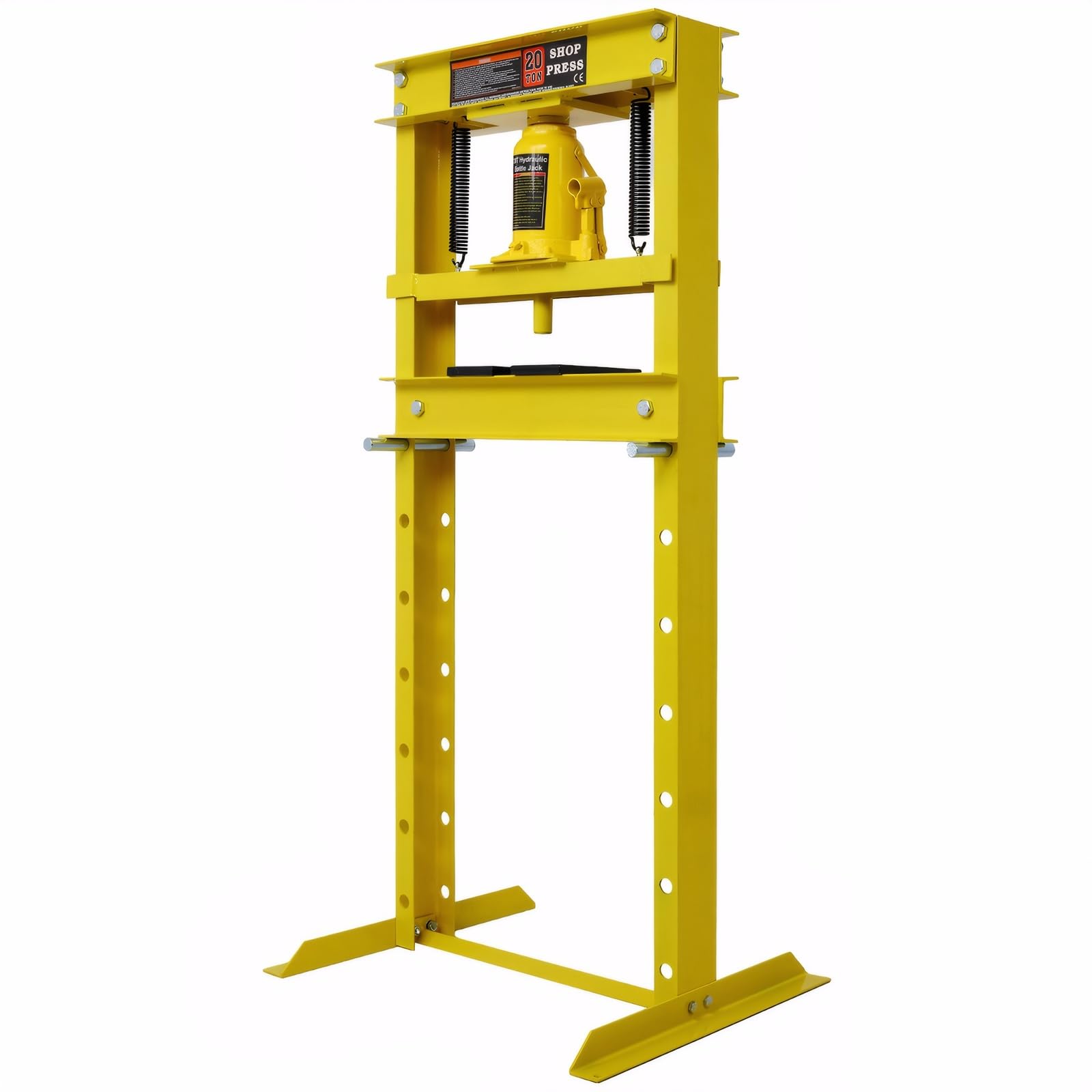 20 Ton Hydraulic Shop Press - Heavy Duty Hydraulic Press H-Frame Floor Mount Benchtop Hydraulic Shop Press with Press Plate Adjustable Working Table Height Shop Press for Car Repair and Garage, Yellow