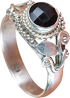 Black Onyx Ring, Solid Silver Ring, Onyx Jewelry, Boho Ring, Round Onyx Ring, Dainty Ring, Birthstone Ring, Boho Ring, Healing Crystal, Promise Ring, Mother's day Gift