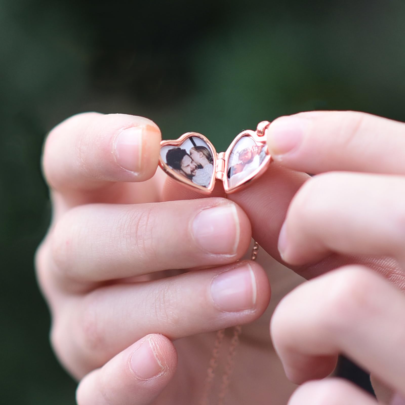 Kette Mädchen Kommunion Geschenk, Kinder Medaillon Herz zum Öffnen mit Bild | Silber 925 und Gold / Rosegold, Halskette 38cm, Foto Service & Gravur Symbol Name personalisiert