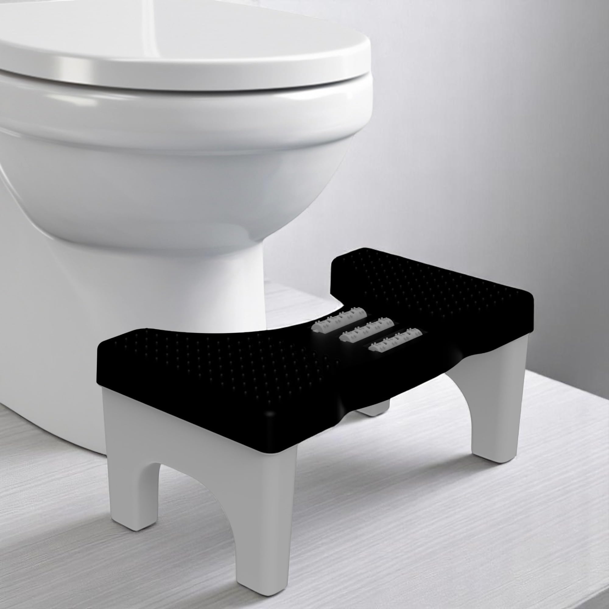TechHark Toilet Step Stool with Massage Rollers, Foldable Design, 18 cm Height, Promotes Natural Squatting Position 2