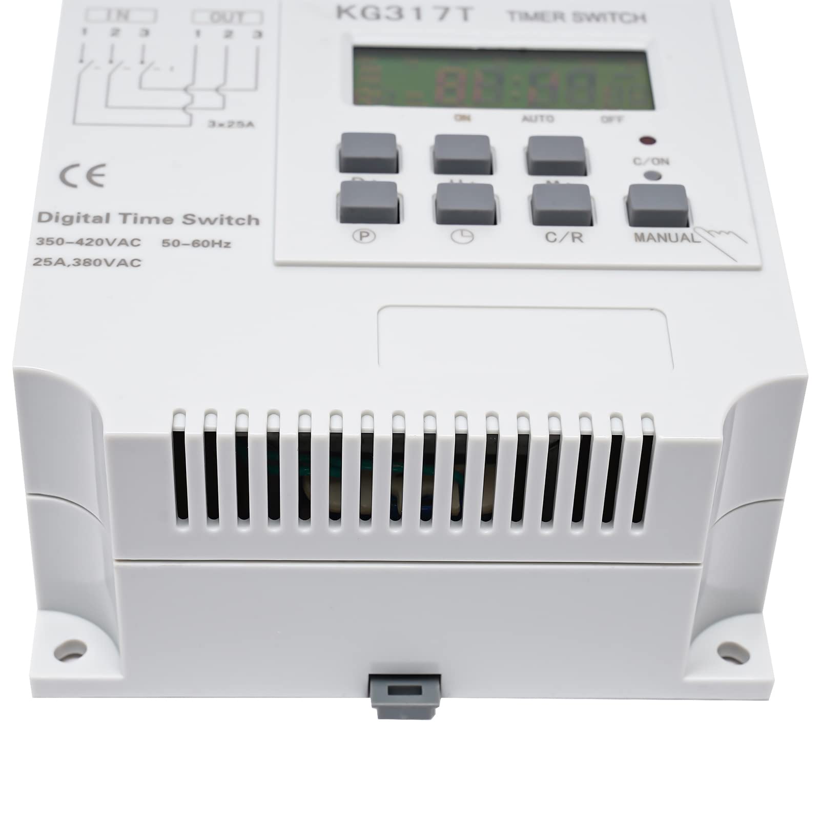 Cyfrowy programator czasowy 4000 W, 380 V, 25 A, z 30 programami – montaż na ścianie, montaż na szynie, do oświetlenia reklamowego i ładowania samochodu elektrycznego