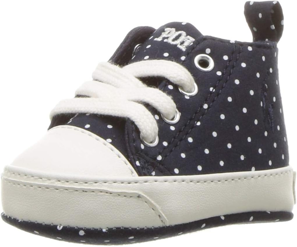 Polo Ralph Lauren baby girls Hamptyn Hi Sneaker, Navy Pin Dot, 3 Infant US