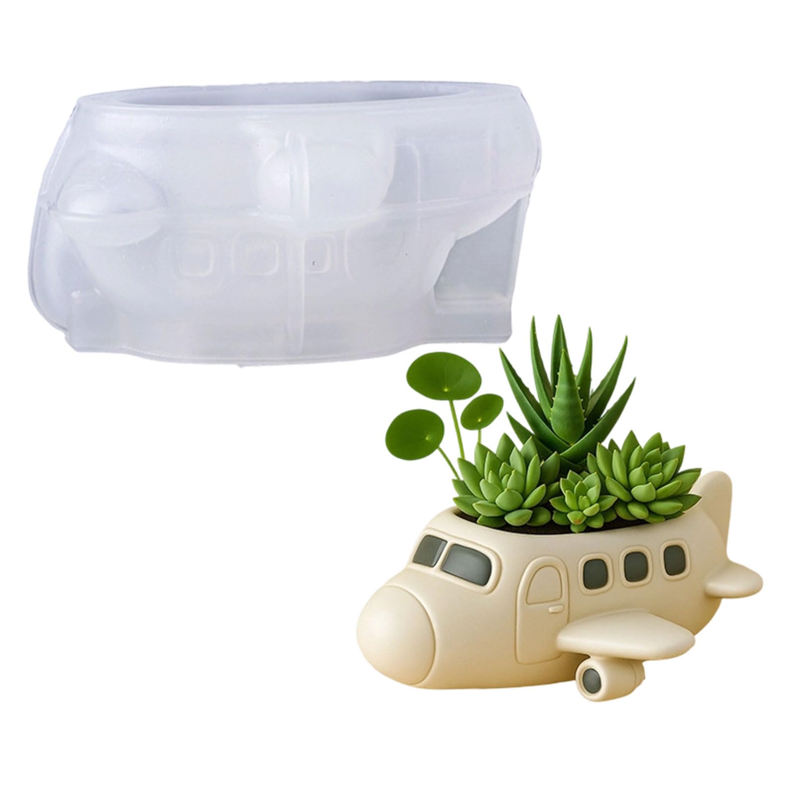 Alksubbm Aircraft Shape Silicone Molds for Making Cup Flower Container Concrete Planter Resin Craft Concrete Farmer Cast